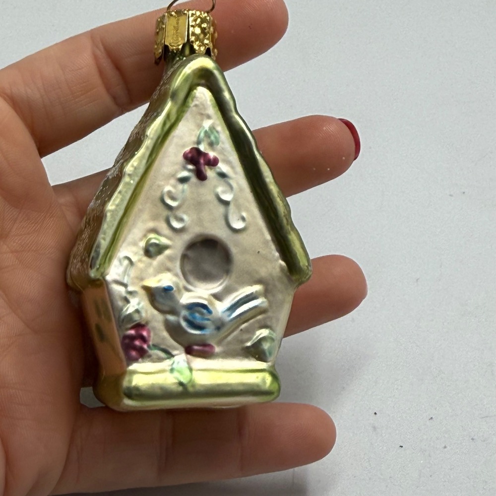 Vintage Christopher Radko Glass Birdhouse‎ Ornament Hand Blown Germany